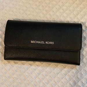 Michael Kors black wallet with 20 card slots plus extra spaces!